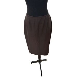 JH Collectibles Womens 100% Wool Pencil Skirt Size 10 Dark Brown Knee Length